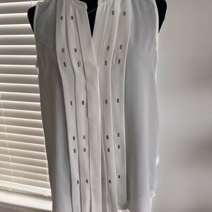 Chaus White Sleeveless Blouse with Embellishments